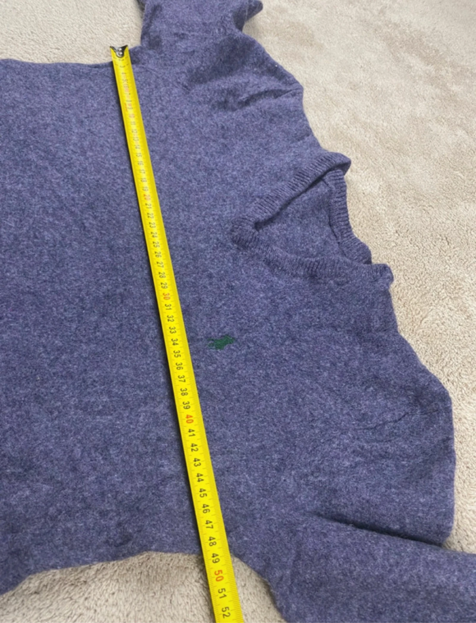 Polo Ralph Lauren de malha 100% lã de cordeiro gola V roxa tamanho P – photo 13